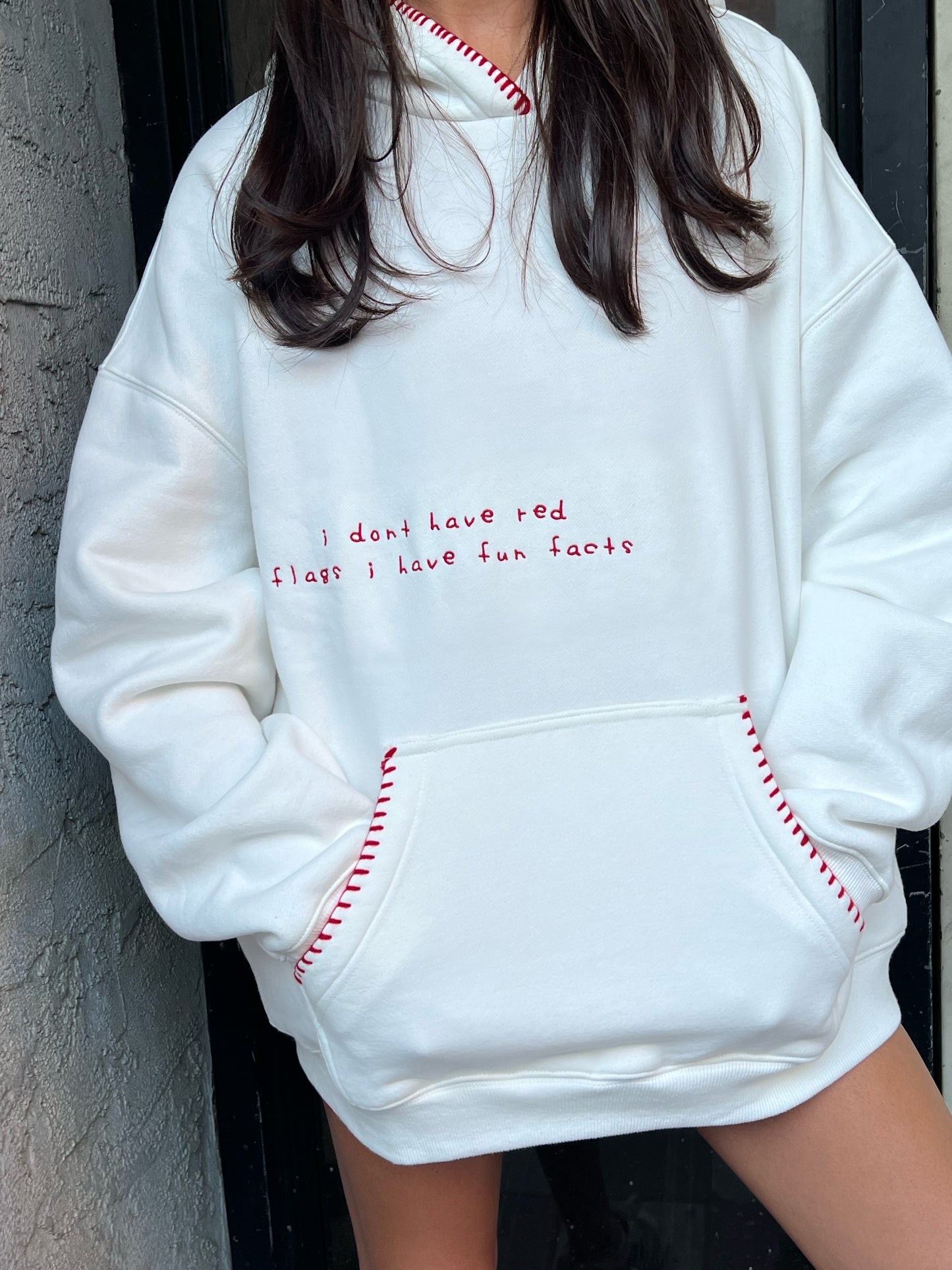 Fun Fact Embroidered Hoodie